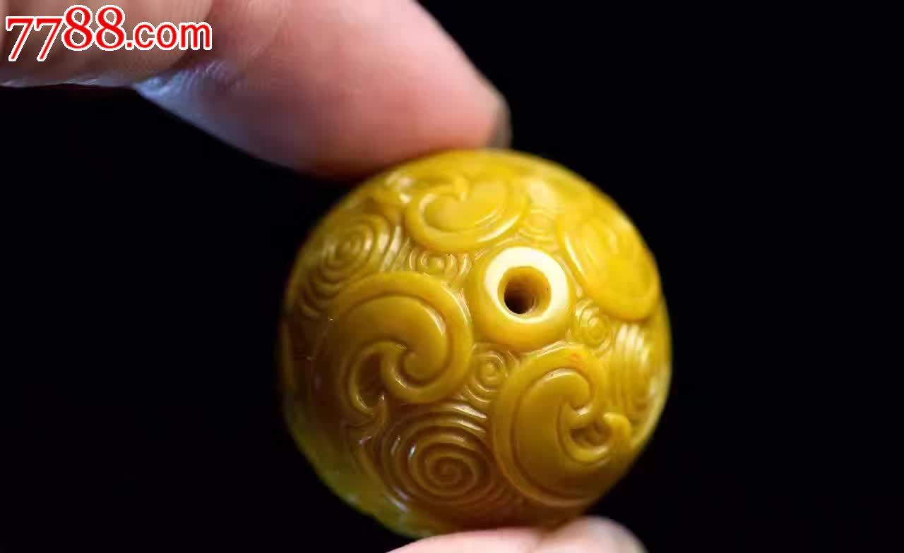 战国红回纹珠大圆珠配