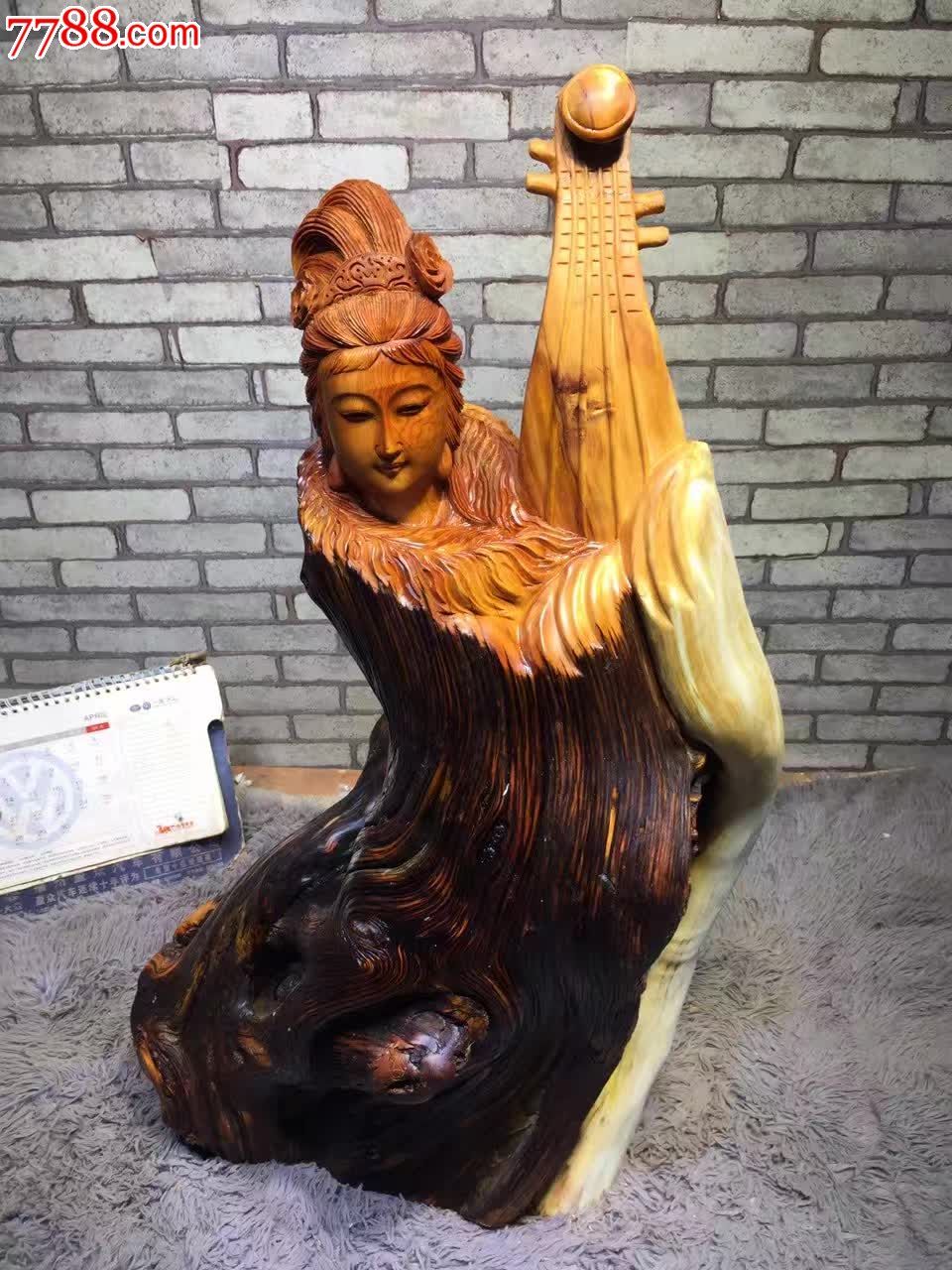 昭君出塞崖柏双色料编_其他根雕/木雕_水木清华工艺品【7788收藏