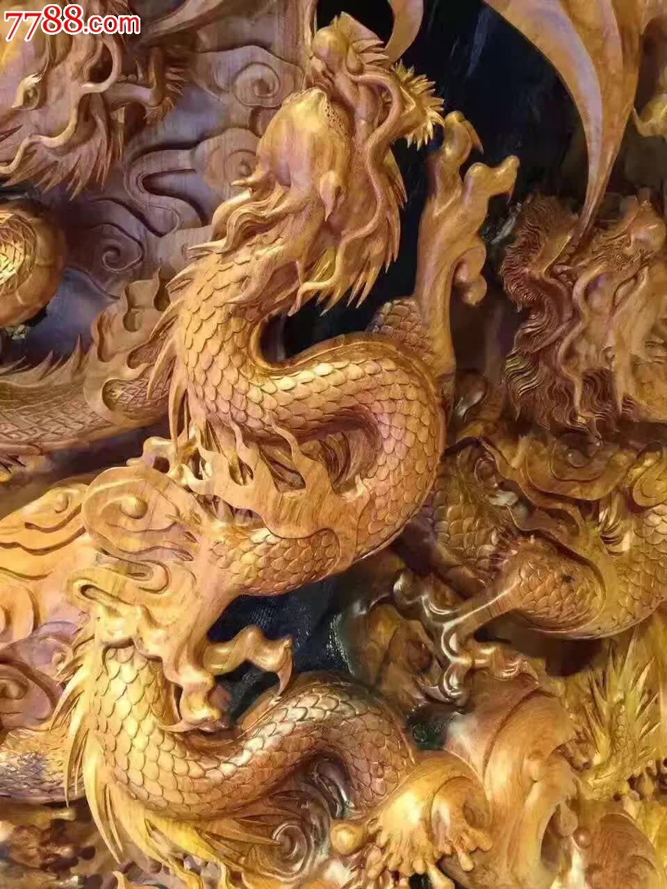 老挝花梨九龙戏珠精品