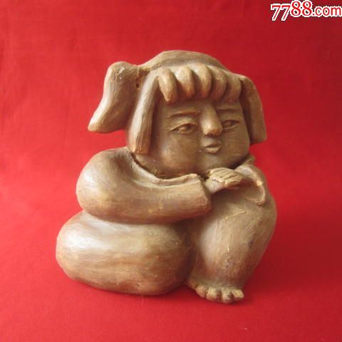 【小姑娘——沉思】手工泥塑_泥人张/泥塑_第1张_7788老玩具收藏