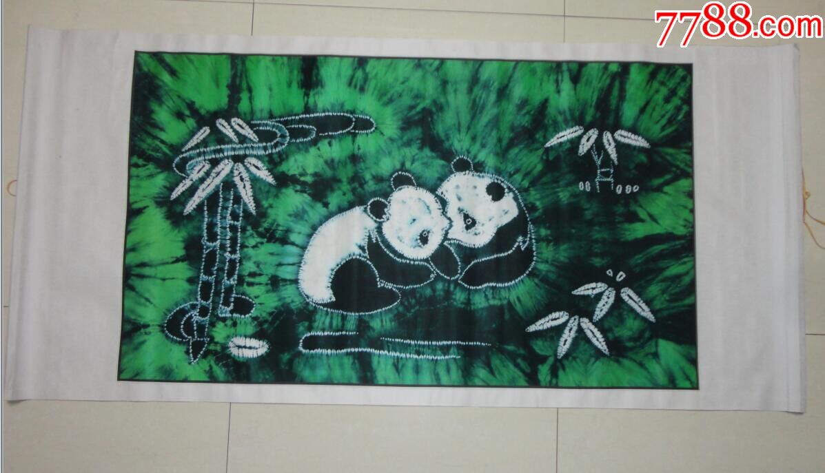 装裱蜡染画《熊猫》