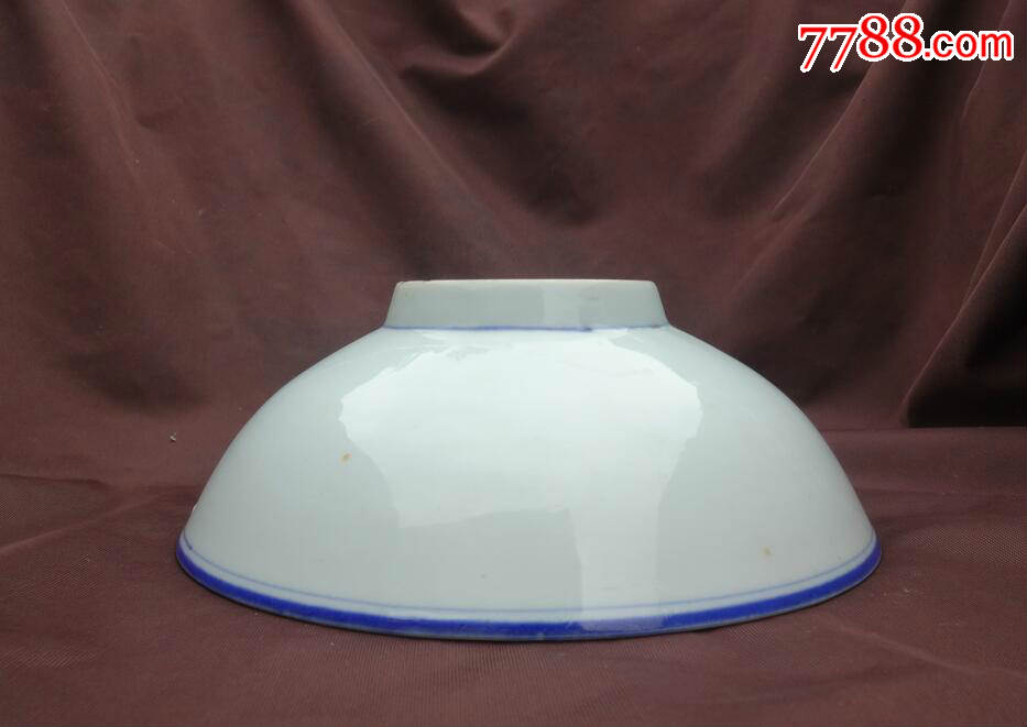 清民国蓝边青花大碗