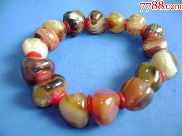 带水胆,缠丝玛瑙手串