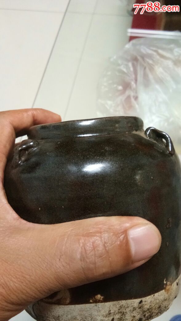 民国四耳黑釉罐