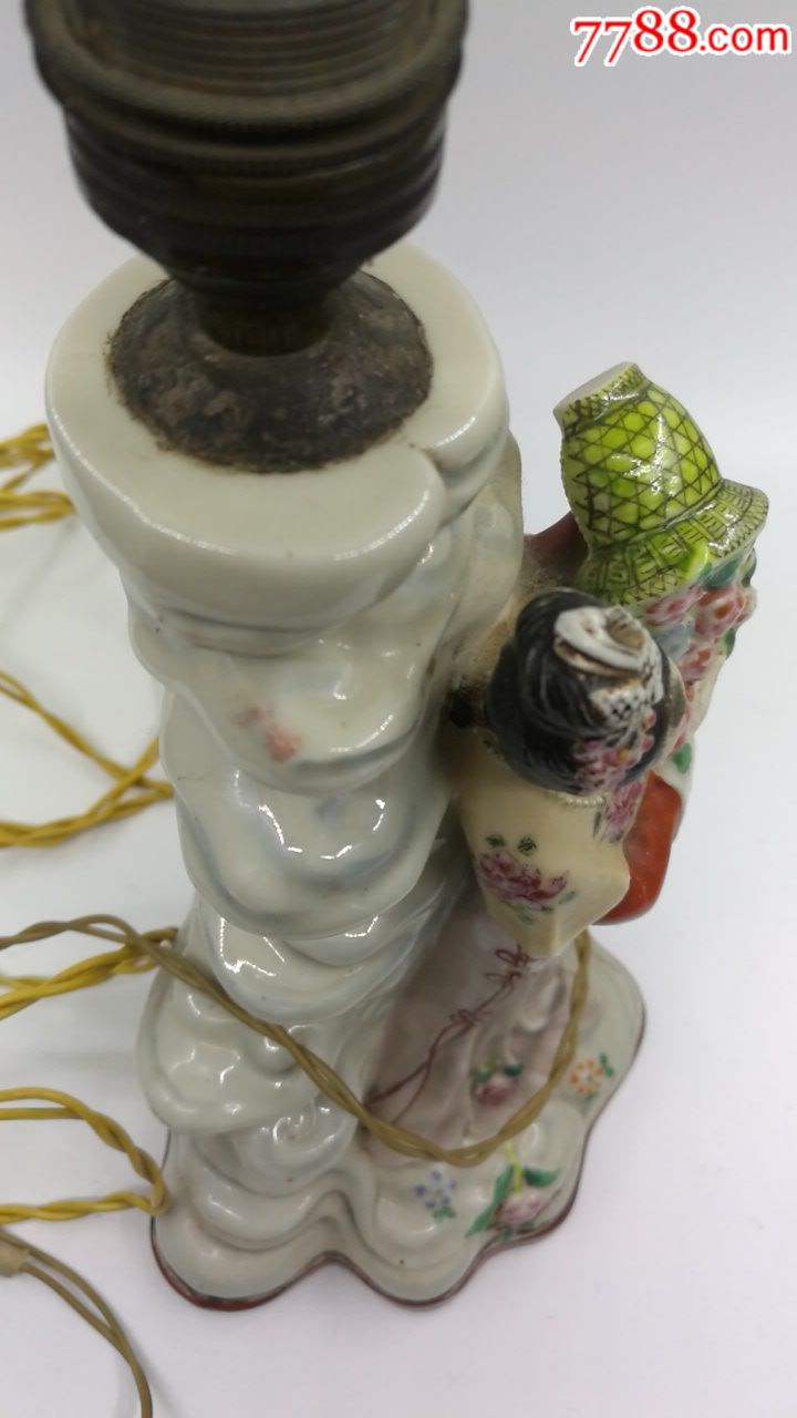 50年代彩瓷仕女瓷质台灯