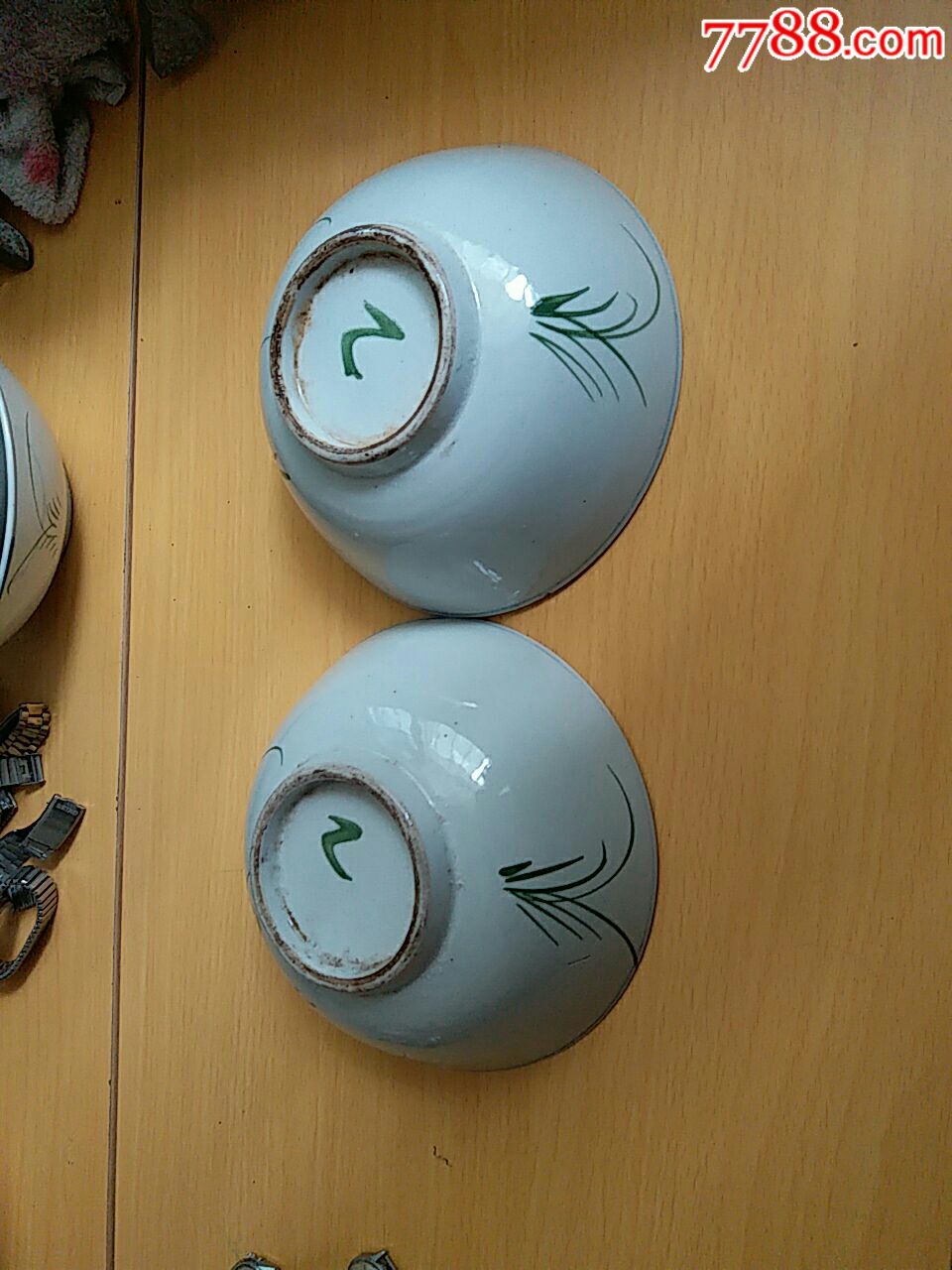 民国礼陵釉下彩兰花大头碗一对