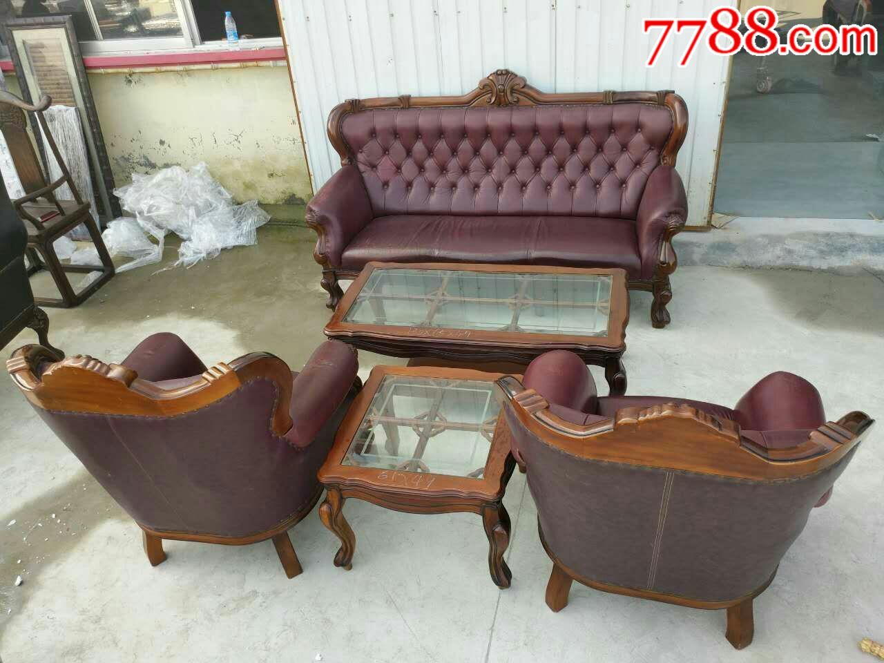 民国时期老橡木沙发椅五件套