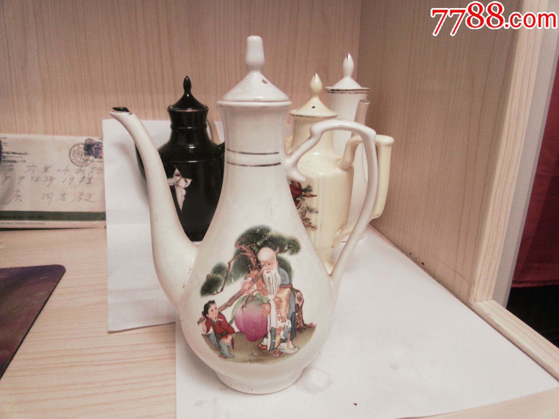 寿星抬桃图案酒壶//好品无残