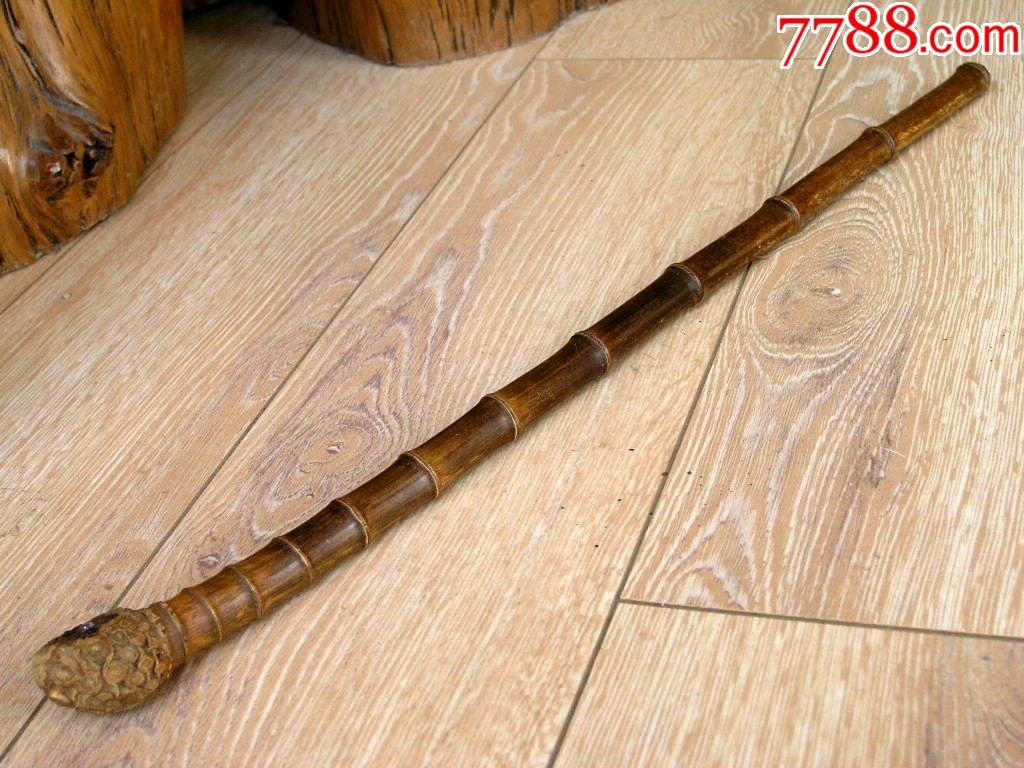 烟具收藏1710边疆早期罗汉竹制老烟杆44cm