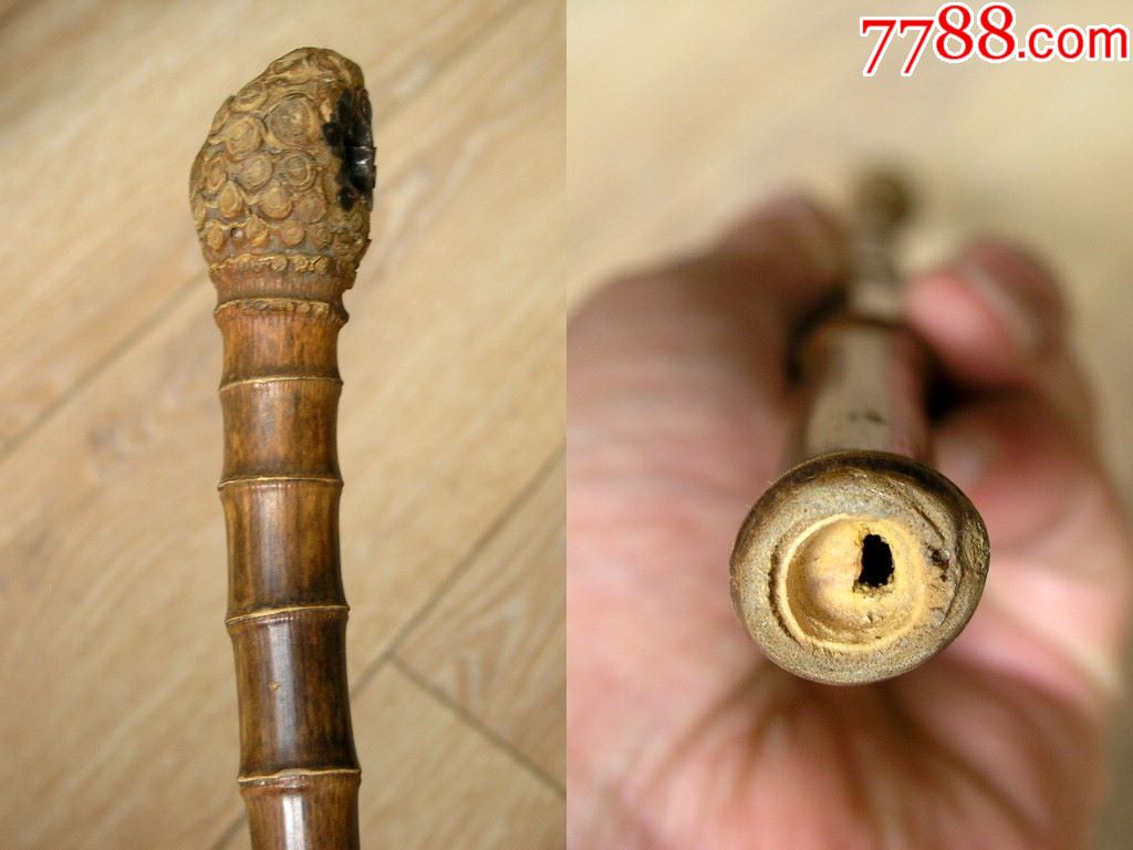 烟具收藏1710边疆早期罗汉竹制老烟杆44cm