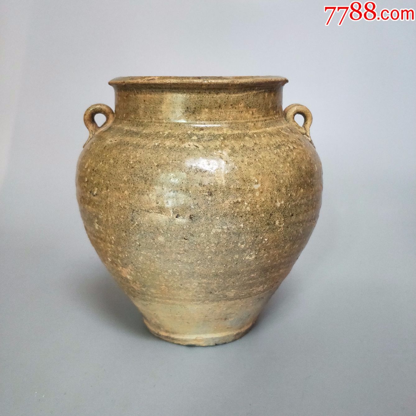 宋代越窑双系罐双耳陶罐摆件收藏菖蒲盆茶道插花器