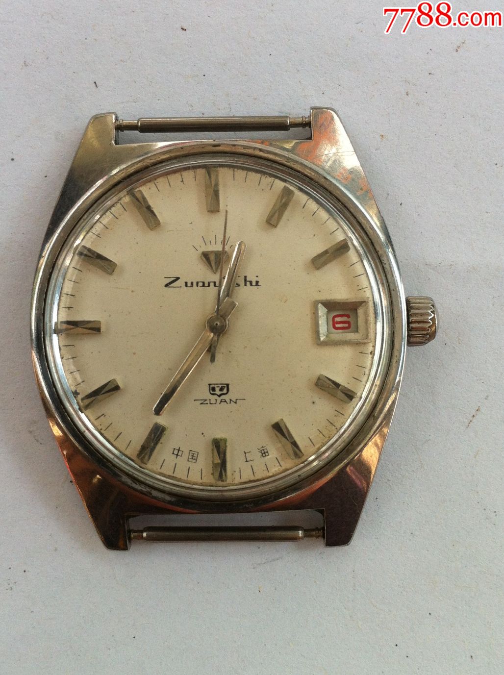 上海钻石牌日历机械手表少见日历有框