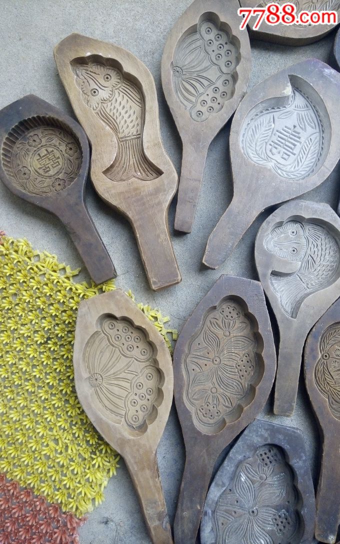 民国糕点模具月饼印模型清代寿桃糕模胶东面点模子儿童巧果老模具30赠