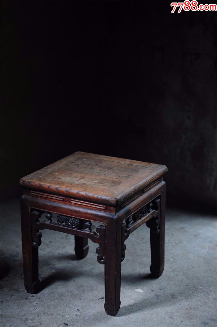 清末民初榉木古董方凳/带红木吉子明清老家具经典怀旧老物
