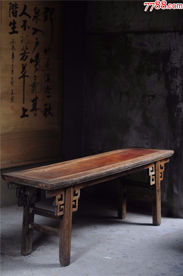 中式明清古典家具古旧老春凳长城纹长凳长炕桌茶台长条凳