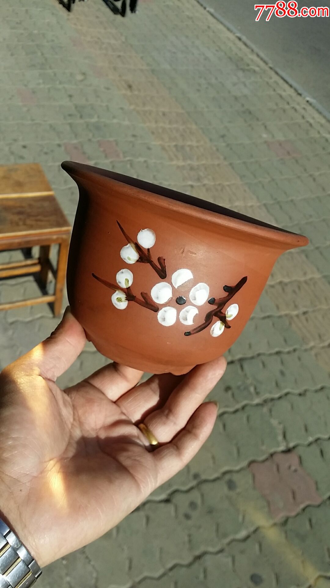 梅花紫砂花盆一只