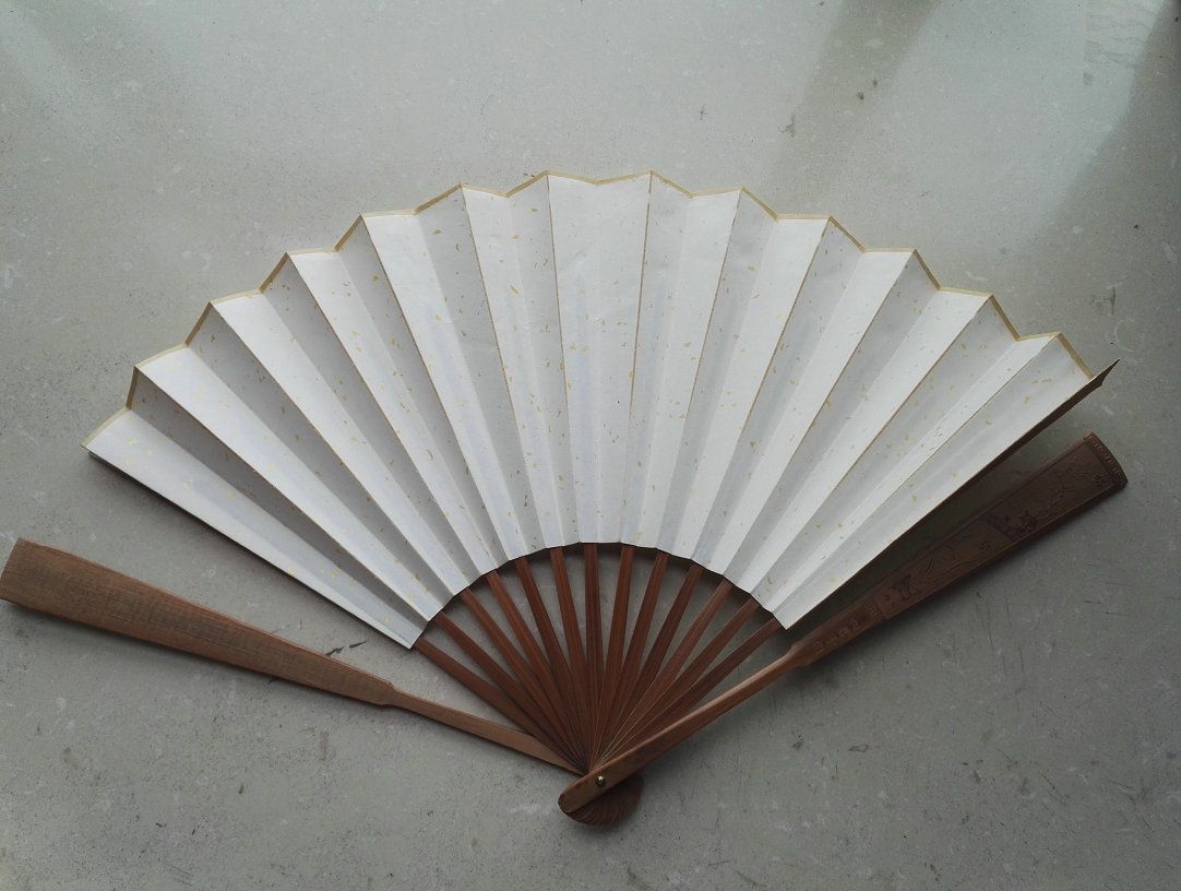 七,八十年代安徽产10寸精品竹老规制——洒金大幅扇面空白书画扇
