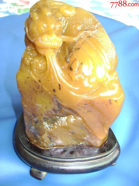 寿山石田黄石,瑞兽大摆件_寿山石_产地图片_收藏价值_7788奇石收藏