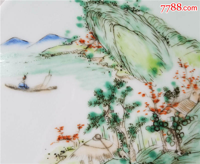 民国王荣发作山水瓷板一对