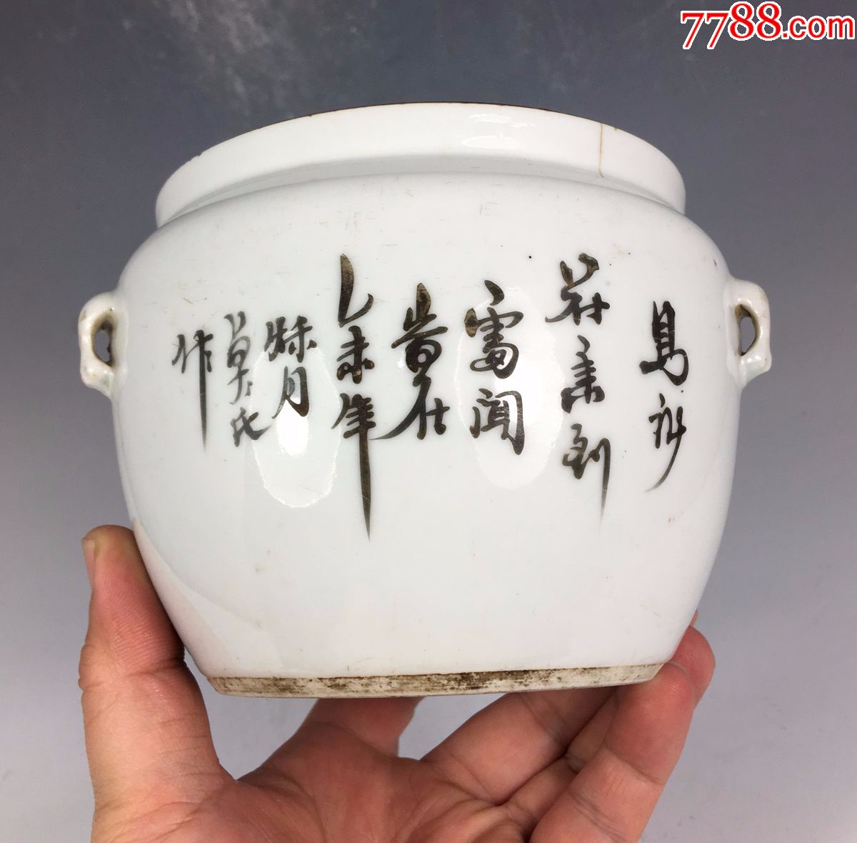 晚清光绪年名家昌太氏作品浅降彩柳莺啼鸣罐全品