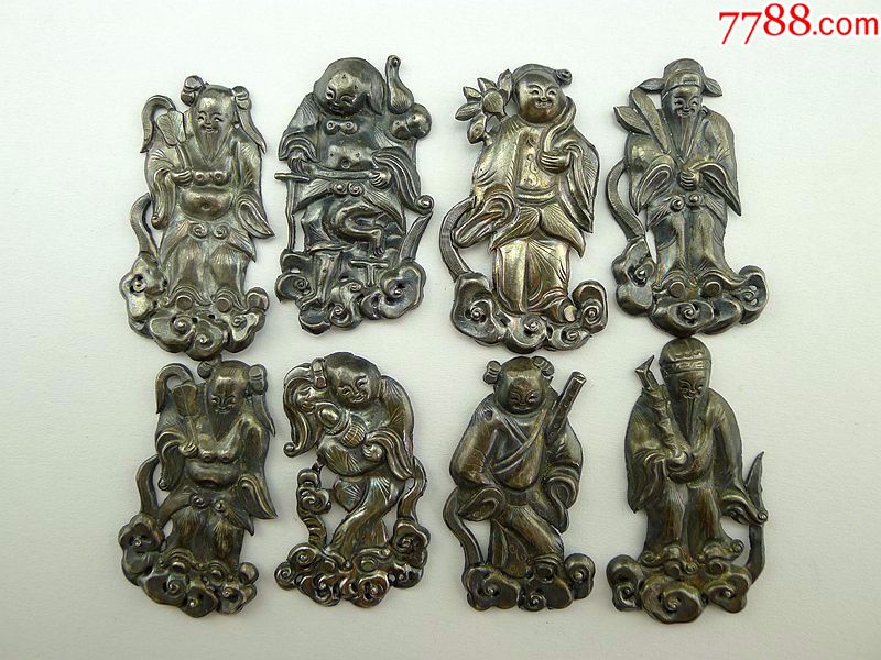 老银饰品老银件烟台永和款八仙老银帽饰老银饰品_其他银器_泉趣斋古玩