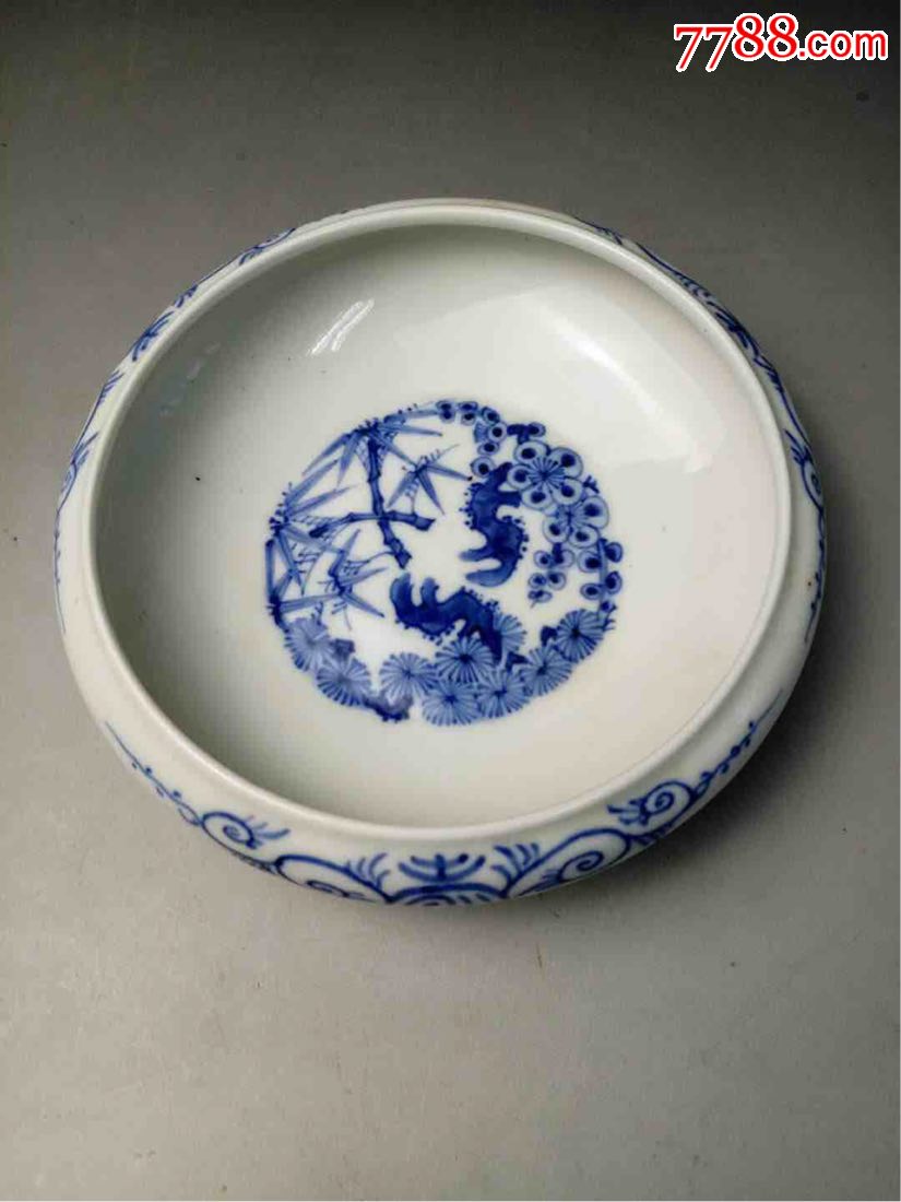 解放后精美青花水洗-价格:260元-se54630121-笔洗-零售-7788收藏