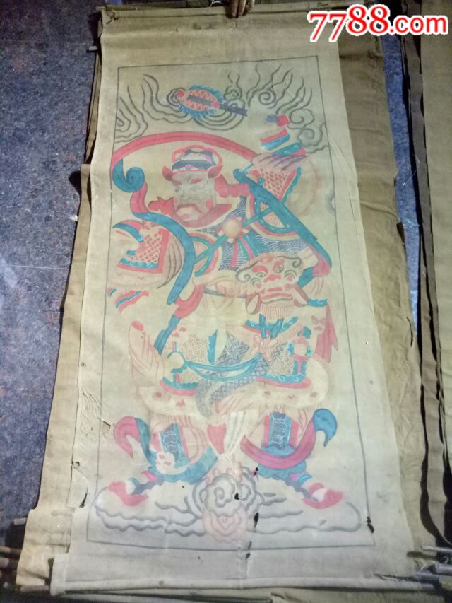 老画人物画水陆画道教画庙画布画260一张成套