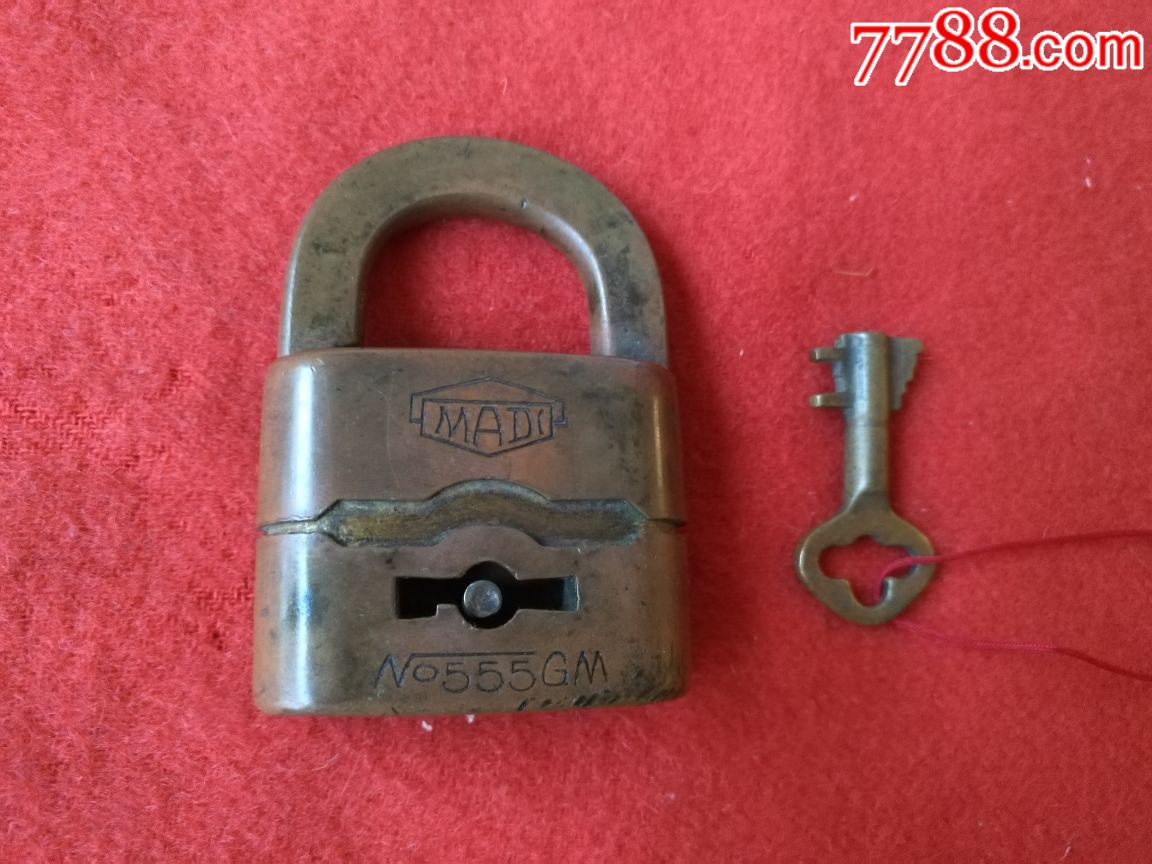 老锁外国红铜狗牌锁