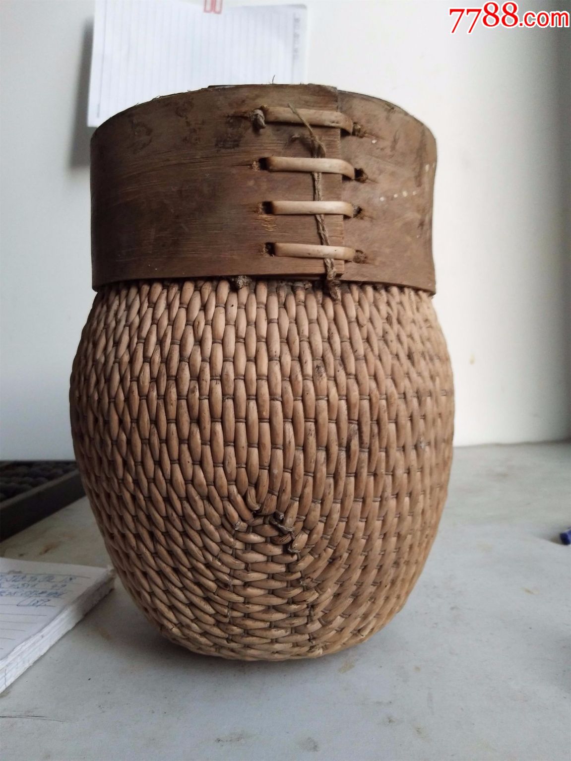 古董古玩瓷器民俗民国老旧物件柳编米斗量斗米升量升斗710lyc