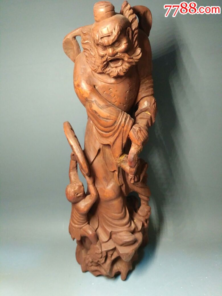 木雕摆件【钟馗捉小鬼】