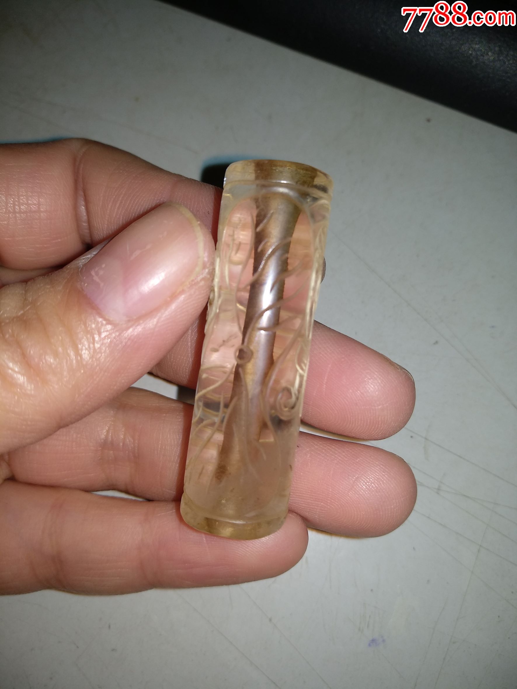 老水晶持莲童子勒子