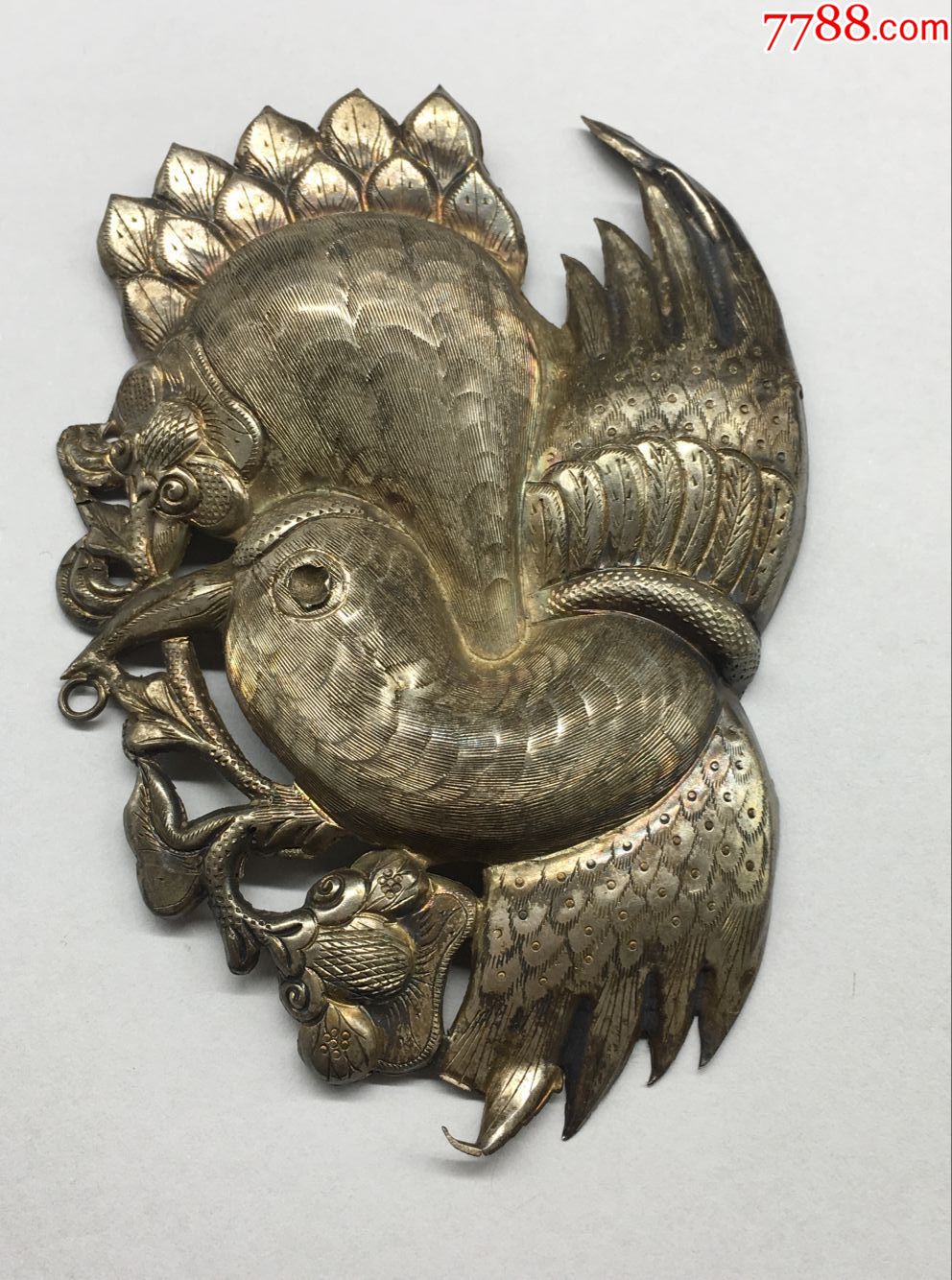 清代精工老银凤凰一只,有店号的,单号5174