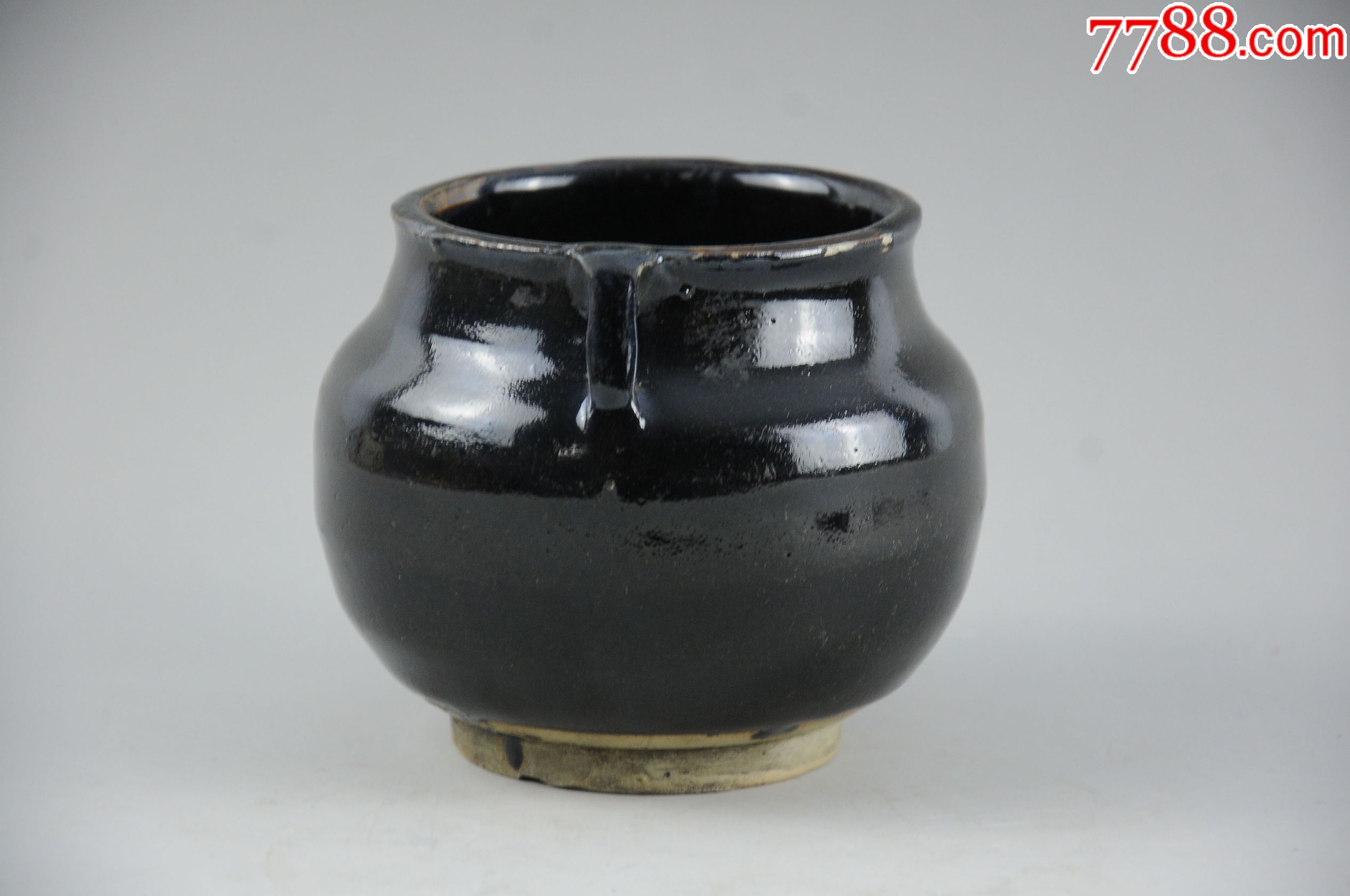 清代黑釉双耳小罐瓷器磁州窑老瓷器包老包真古董古玩收藏品艺术品