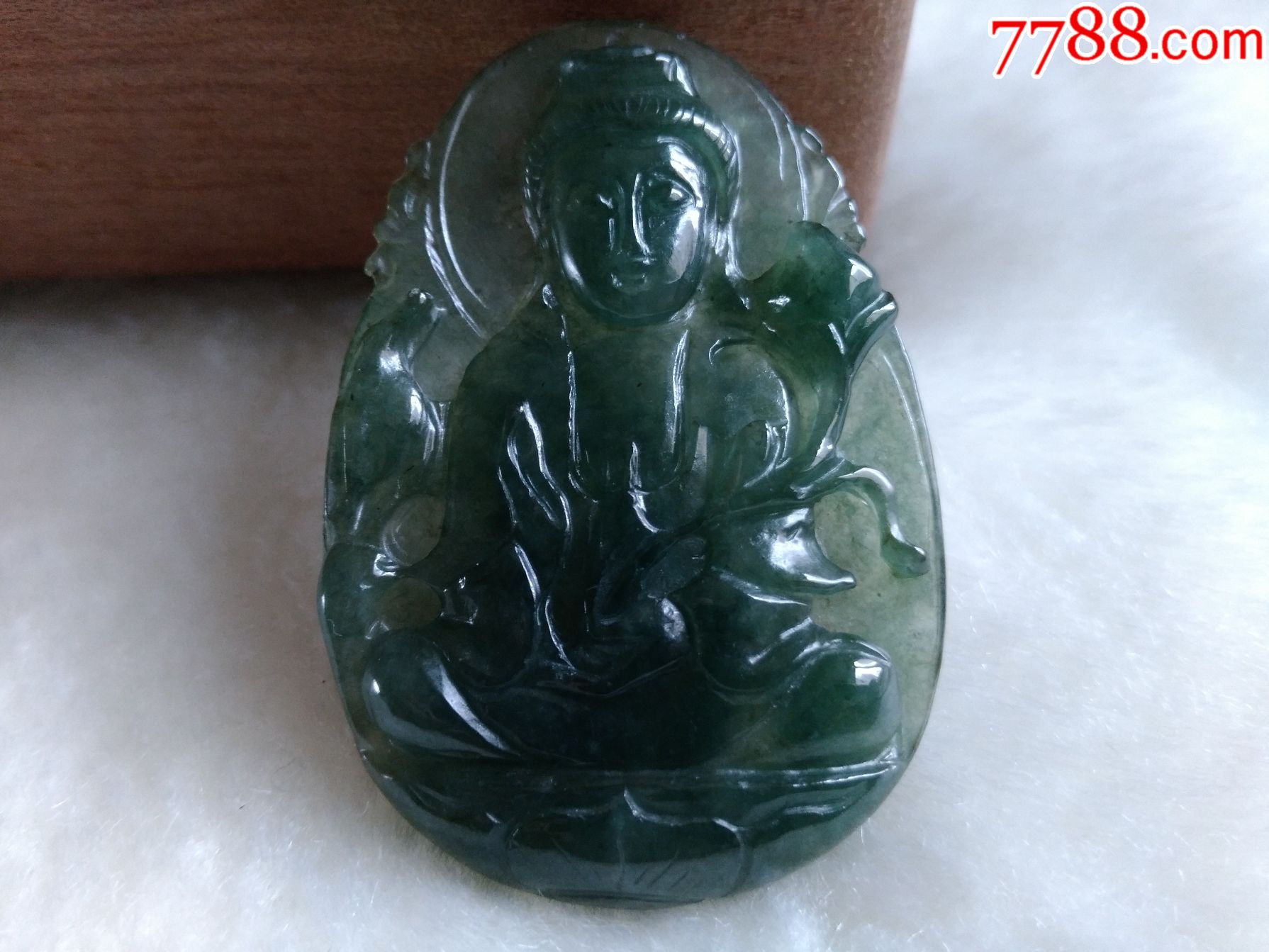 40128冰种油青翡翠观音