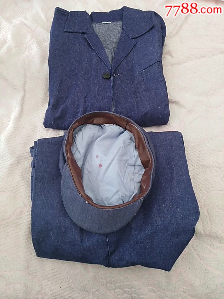 劳动布工作服一套带帽子(不议价)