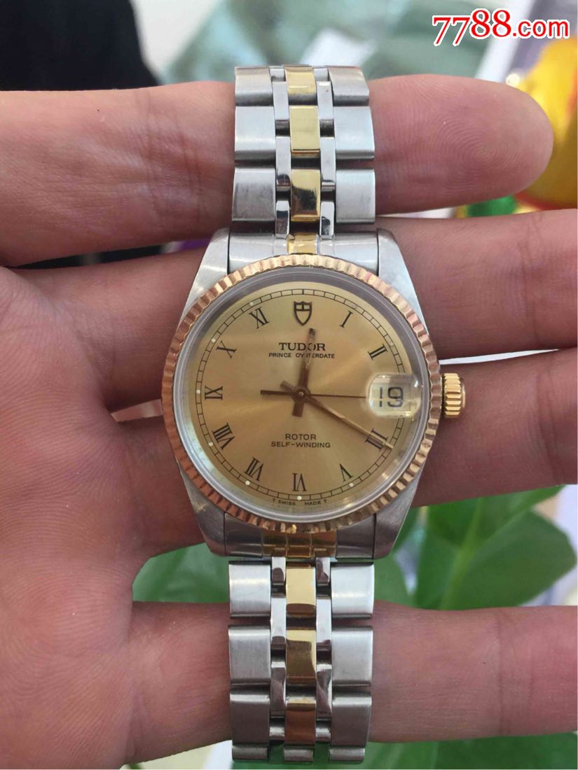 二手正品帝舵18k间金74033系列自动机械男表_手表/腕表_图片收藏_回收