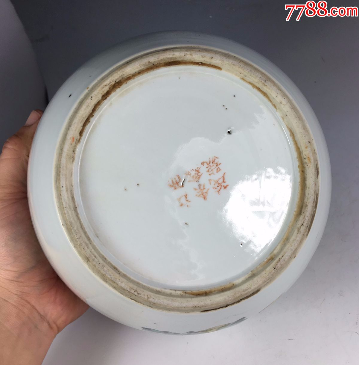 民国名家余子贞作品细路桃花美人粉彩大罐全美品