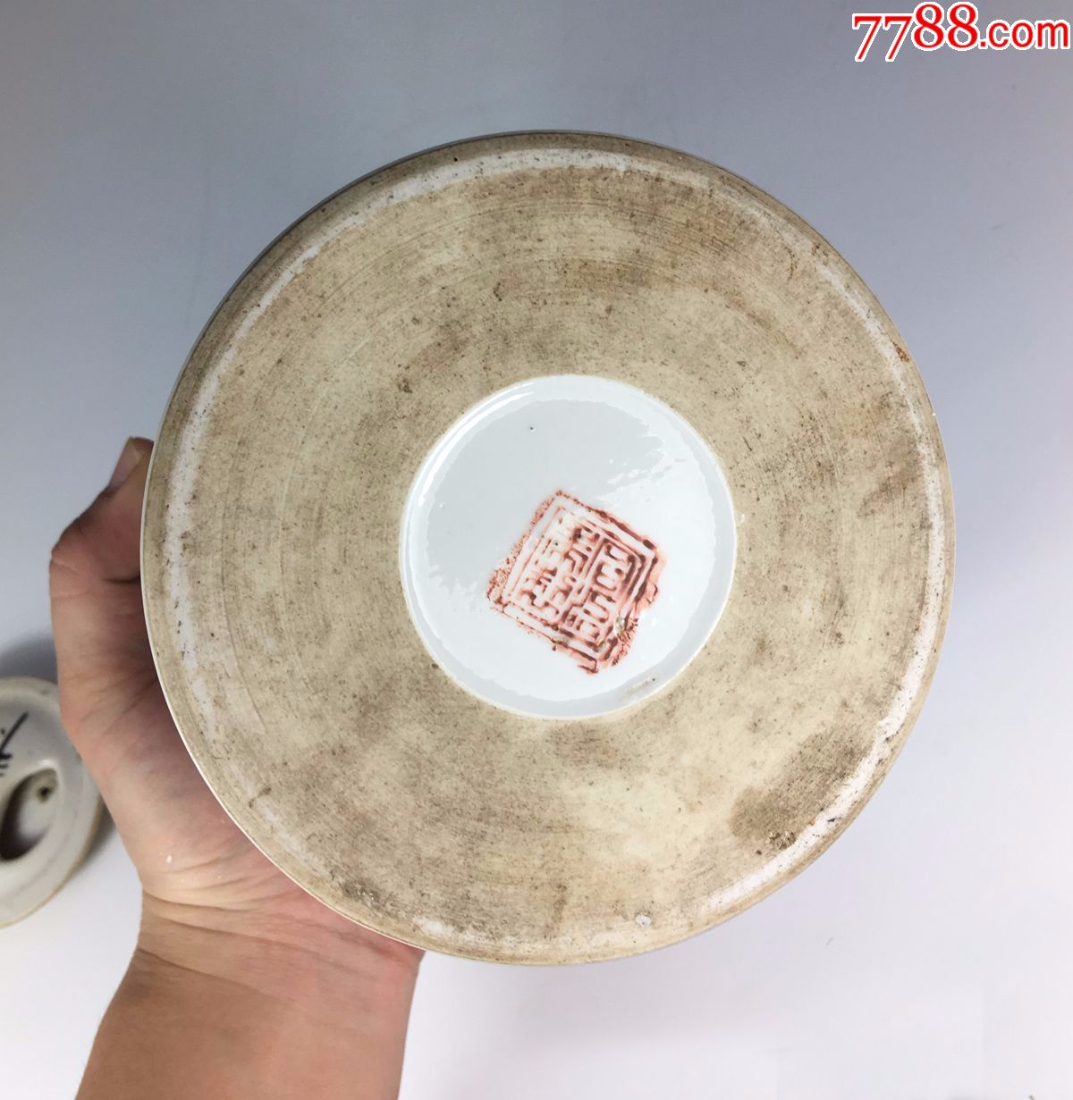 民国名家江鸿源作品浅降彩青绿山水提梁壶近全品