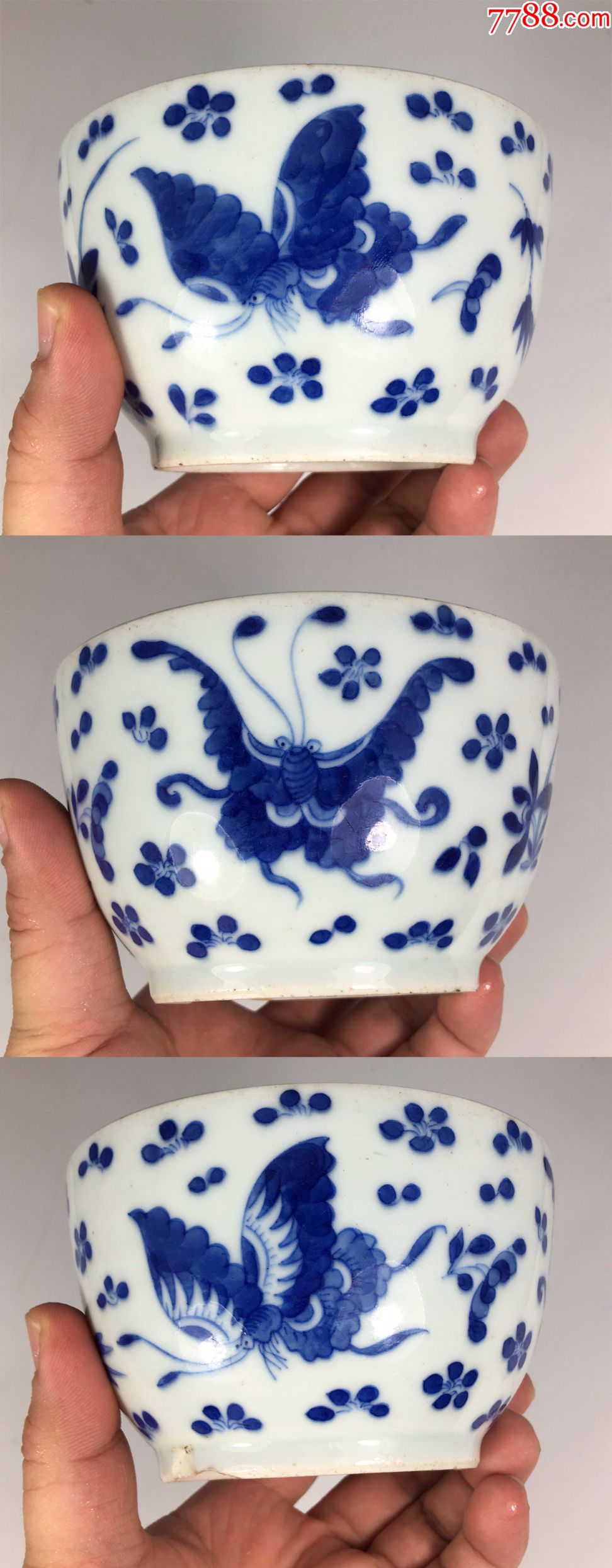 清道光极细路蝴蝶青花糖罐