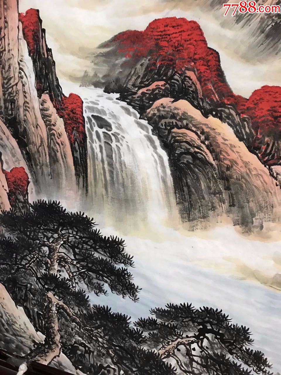 新品鸿运当头国画山水画客厅办公室风水靠山原稿装饰画名家纯手绘