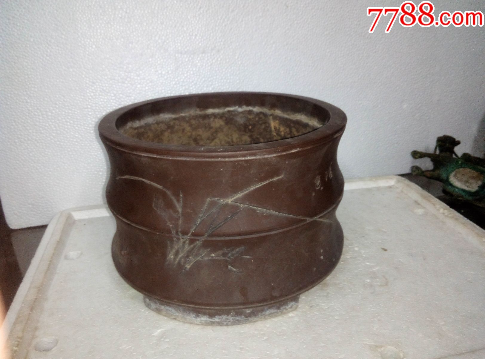 《潘矿生制》的竹节形花盆紫砂盆