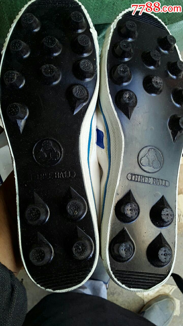 90年代怀旧25.5码三球牌帆布足球鞋电话631228
