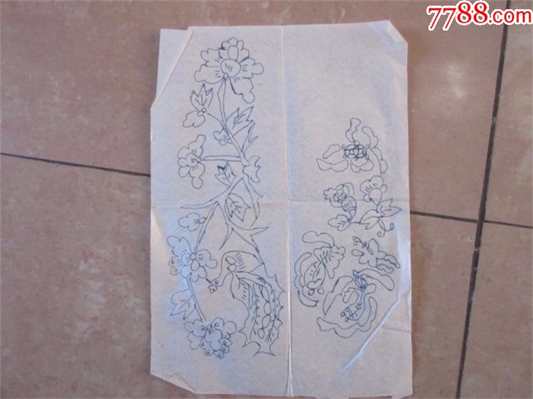 3剪纸艺术民俗民间手工绘画蓝色剪纸花卉剪纸贴画收藏包老保真_其他纸制工艺_五龙收藏【7788收藏__收藏热线】