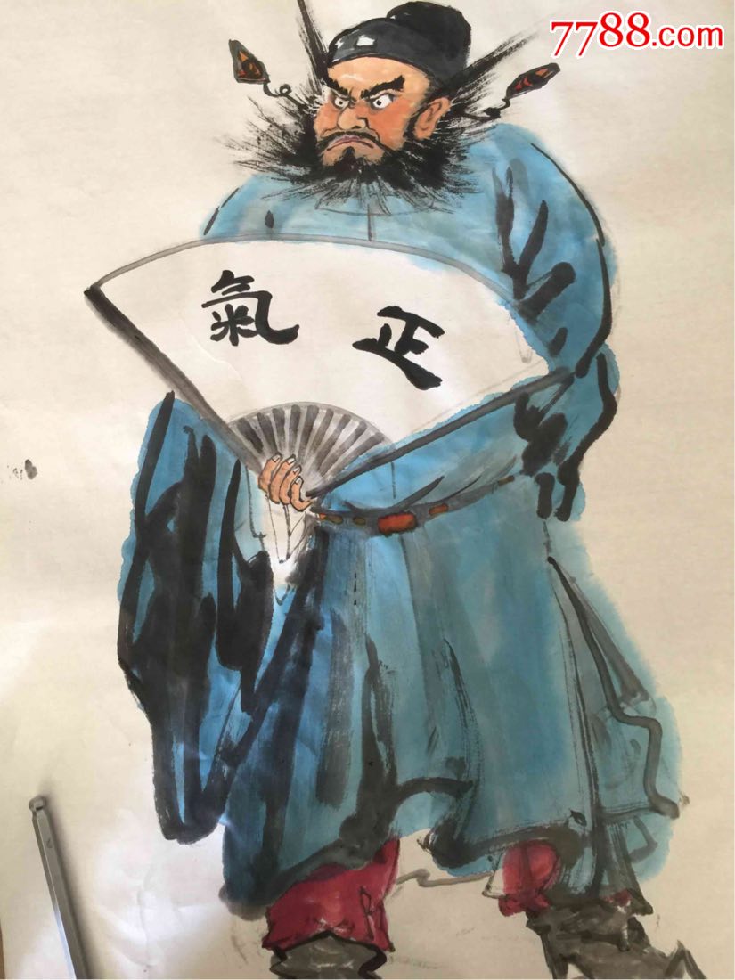 手绘真迹写意国画,人间正气,钟馗神威图_人物国画原作_麒麟墨藏【7788