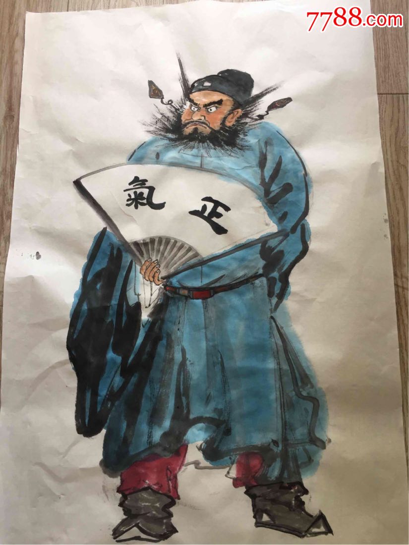 手绘真迹写意国画,人间正气,钟馗神威图-人物国画原作-7788收藏