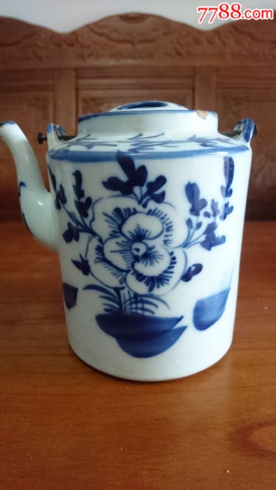 民国青花直筒提梁壶_青花瓷_素默斋【7788收藏__收藏热线】