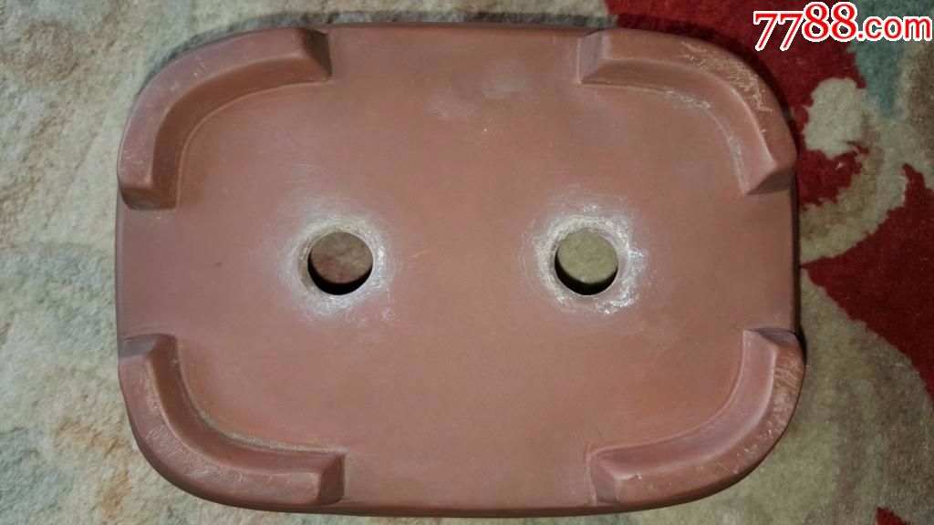 紫砂老盆长方圆角竹节紫砂盆