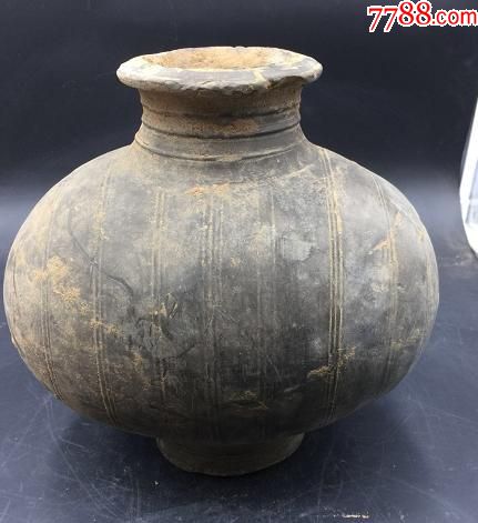汉代时期灰陶鸭蛋罐茧形壶一个-价格:880.
