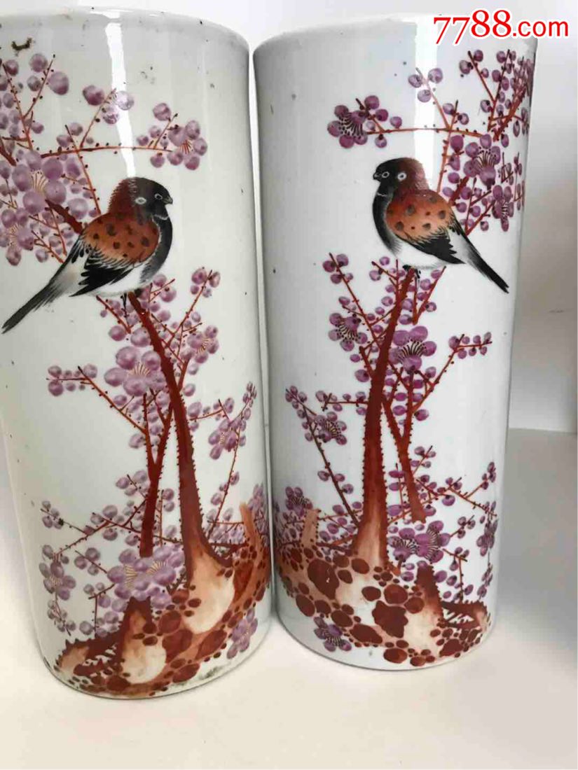 民国大家手绘精品老梅花帽筒