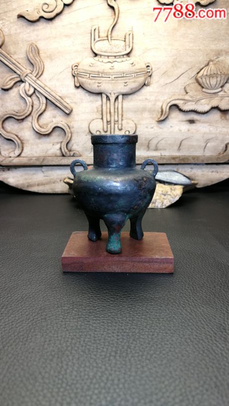 清代紫铜双耳小香炉一个